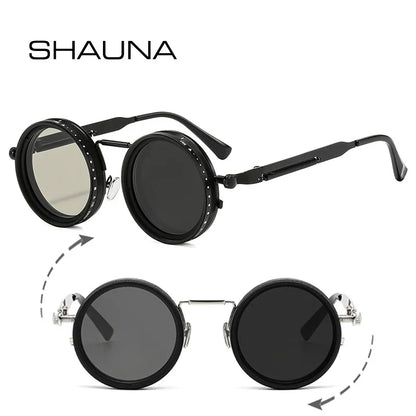 Metal Round Punk ND9-level Adjustable Dimming Sunglasses Women Polarized UV400 Fashion Men Outdoor Sun Glasses