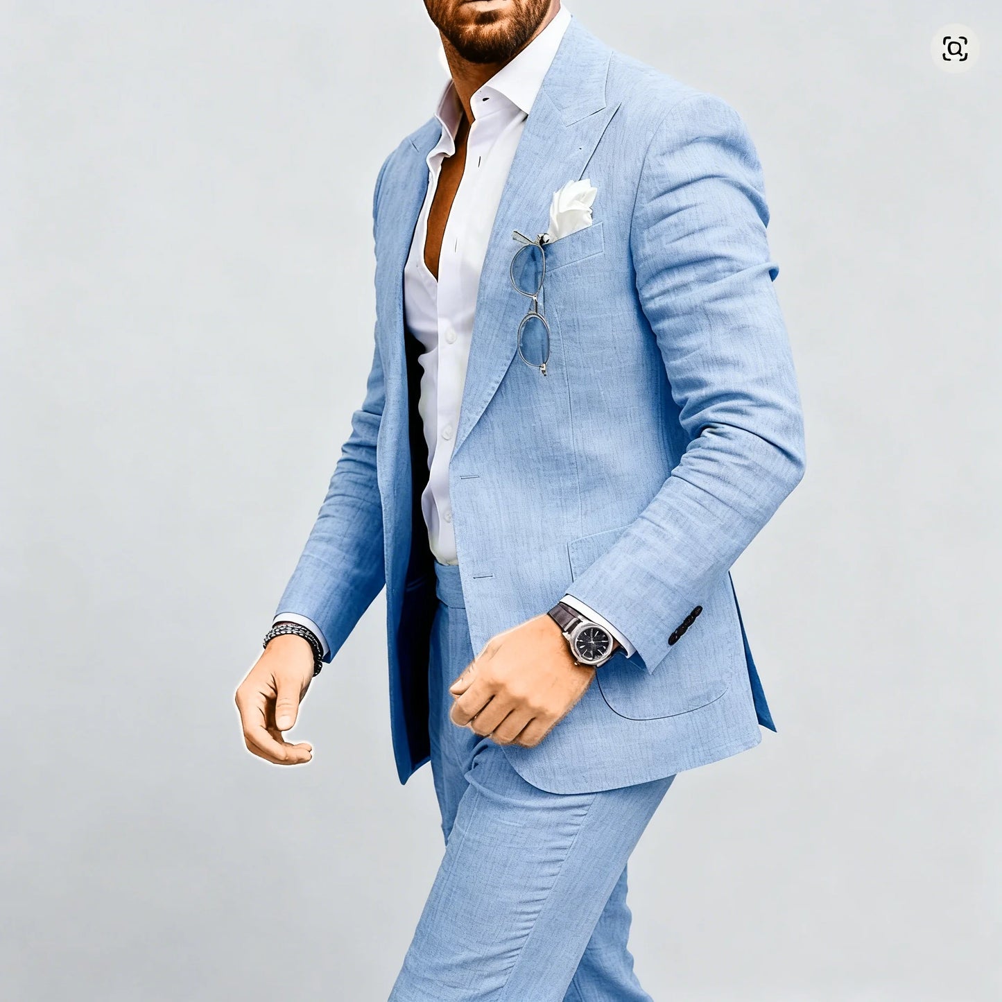 Mens Linen Suit for Beach Wedding Slim Fit 2 Piece Wedding Tuxedo for Men Casual Linen Suit Prom Party Suit