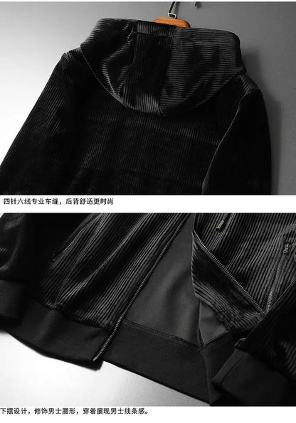 Men's Clothing Spring and Autumn high quality Casual Sports Hooded suit Gold Velvet Pants suit Loose Two-piece Set