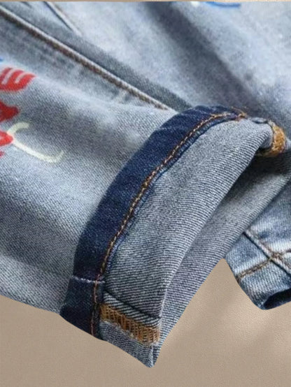 Fashionable Men's Jeans  With Trendy Prints  Highlighting Individuality   Elastic And Breathable Fabric  Free Shipping