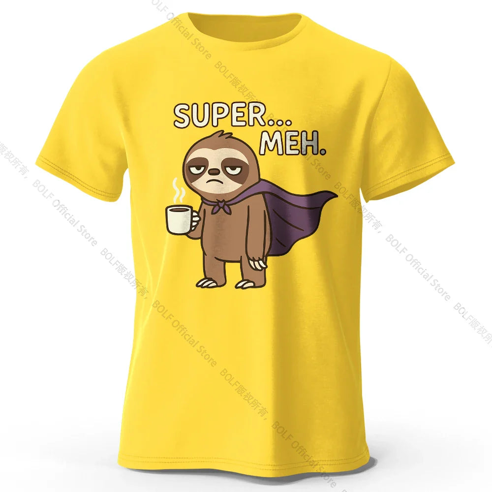 Men's Super Meh Printed T-Shirt 100% Cotton Oversized Apathetic Graphic Tees for Women Summer Tops Slacker Streetwear