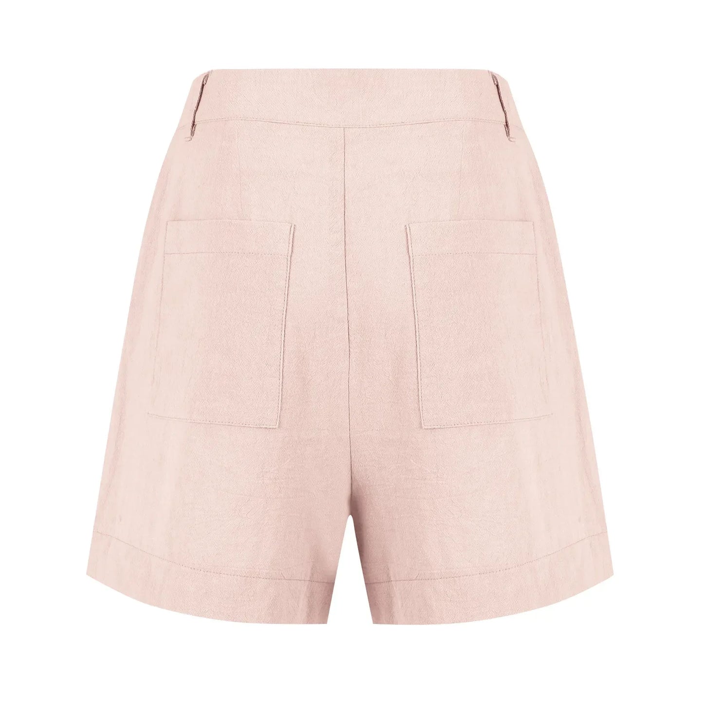 Cotton Linen Solid Shorts For Women Button High Waist Summer Loose Casual Pockets Shorts Female Pants Women Clothing