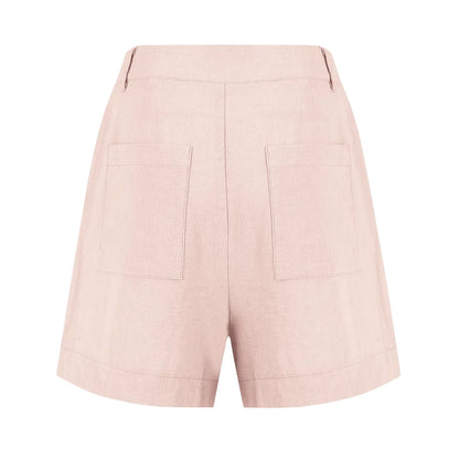 Cotton Linen Solid Shorts For Women Button High Waist Summer Loose Casual Pockets Shorts Female Pants Women Clothing