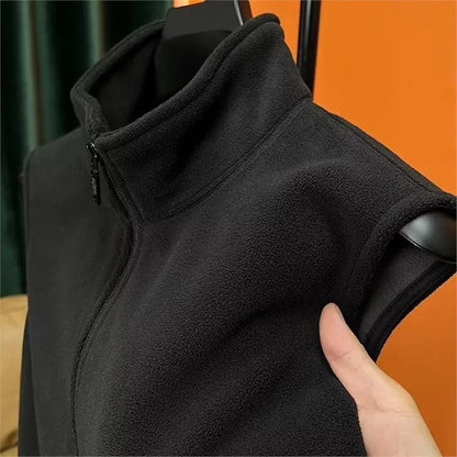Thickened Fleece Jacket Men's Vest Autumn Winter Warm Loose Sleeveless Coat for Elderly Men Comfortable Inner Wear Vest