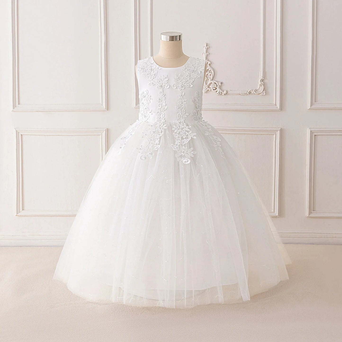 Summer Flower Baptism Bridesmaids Girls Dress Tulle Wedding Birthday Princess Party Dress Girls Graduation Evening Kids Clothing