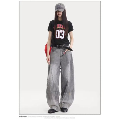 Retro washing smoke grey ink jeans