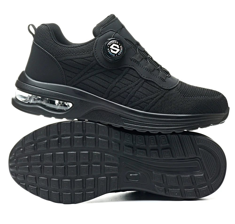 New Men's Rotary Buckle Safety Shoes Anti-Impact Anti-Piercing Lightweight Work Boots Fashion Sporty Design for Outdoor Pro