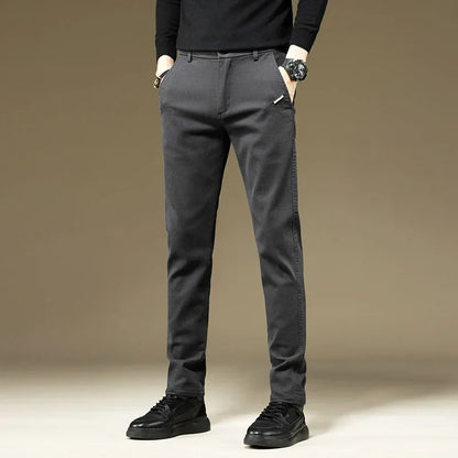 Men's Pants Casual Cotton Solid Color Spring Autumn Straight Business Work Pants High Quality Fashion Black Grey Trousers