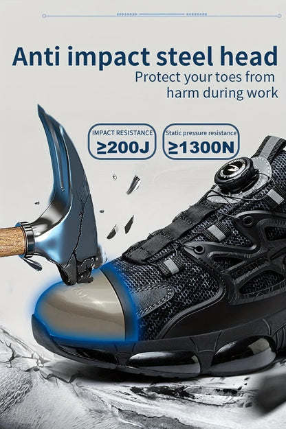 Rotating Button Safety Shoes Men Steel Toe Sneaker Air Cushion Work Shoes Man Puncture Proof Work Safety Boots Protective Shoes