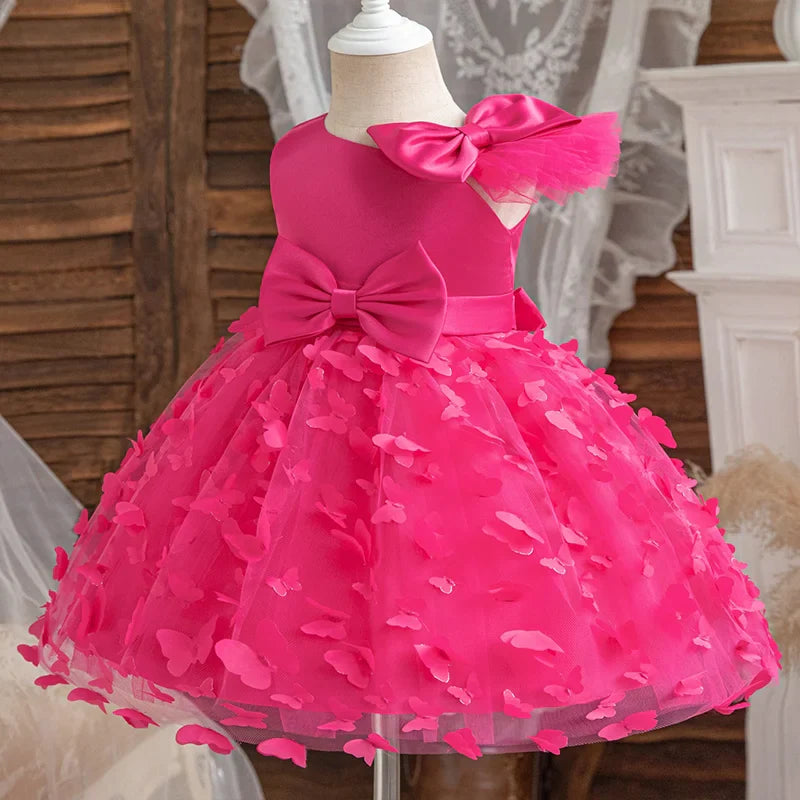Girl Princess Dress Kid Clothes Party Birthday Outfits Evening Party Tulle Dress Wedding Wear Summer Bowknot Dress