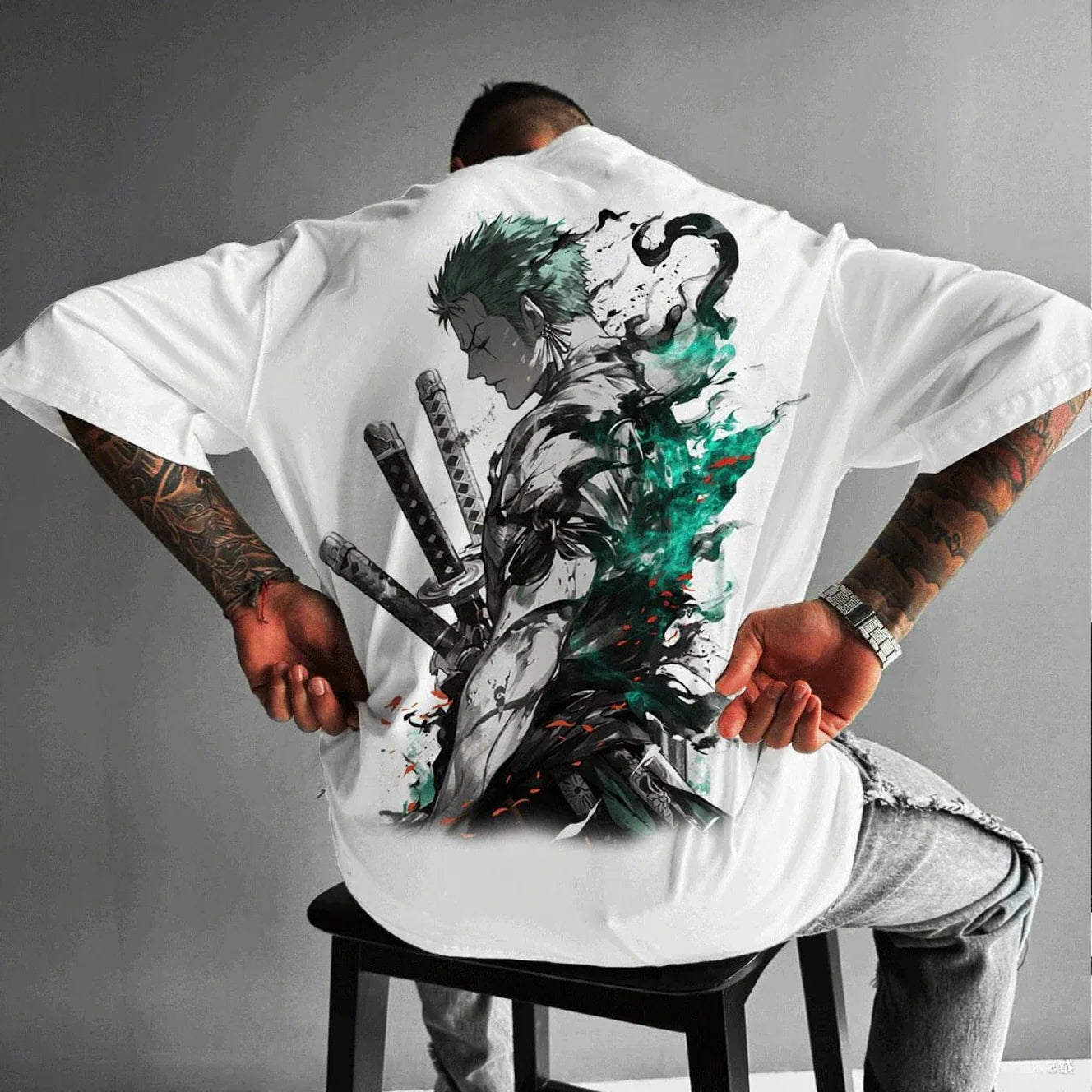 One Piece Zoro Anime Men's Short Sleeve T-shirt New Summer Cotton Streetwear Casual Top Graphic Tee Oversized Y2k Clothes Unisex