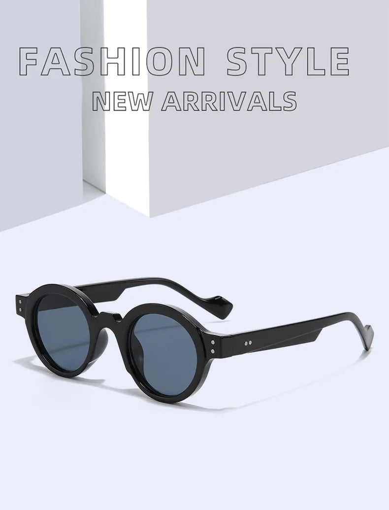 Round Sunglasses Men Punk Double Color Shades UV400 Retro Rivets Decoration Women Trending Sun Glasses Clear Lens Frame
