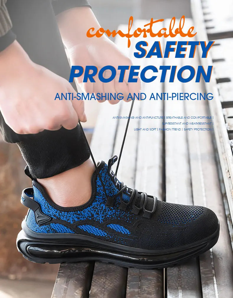 Women Lightweight Safety Shoes Casual Cushioned Work Sneakers Steel Toe Shoes Construction Safety Boots Anti-smash Work Shoes