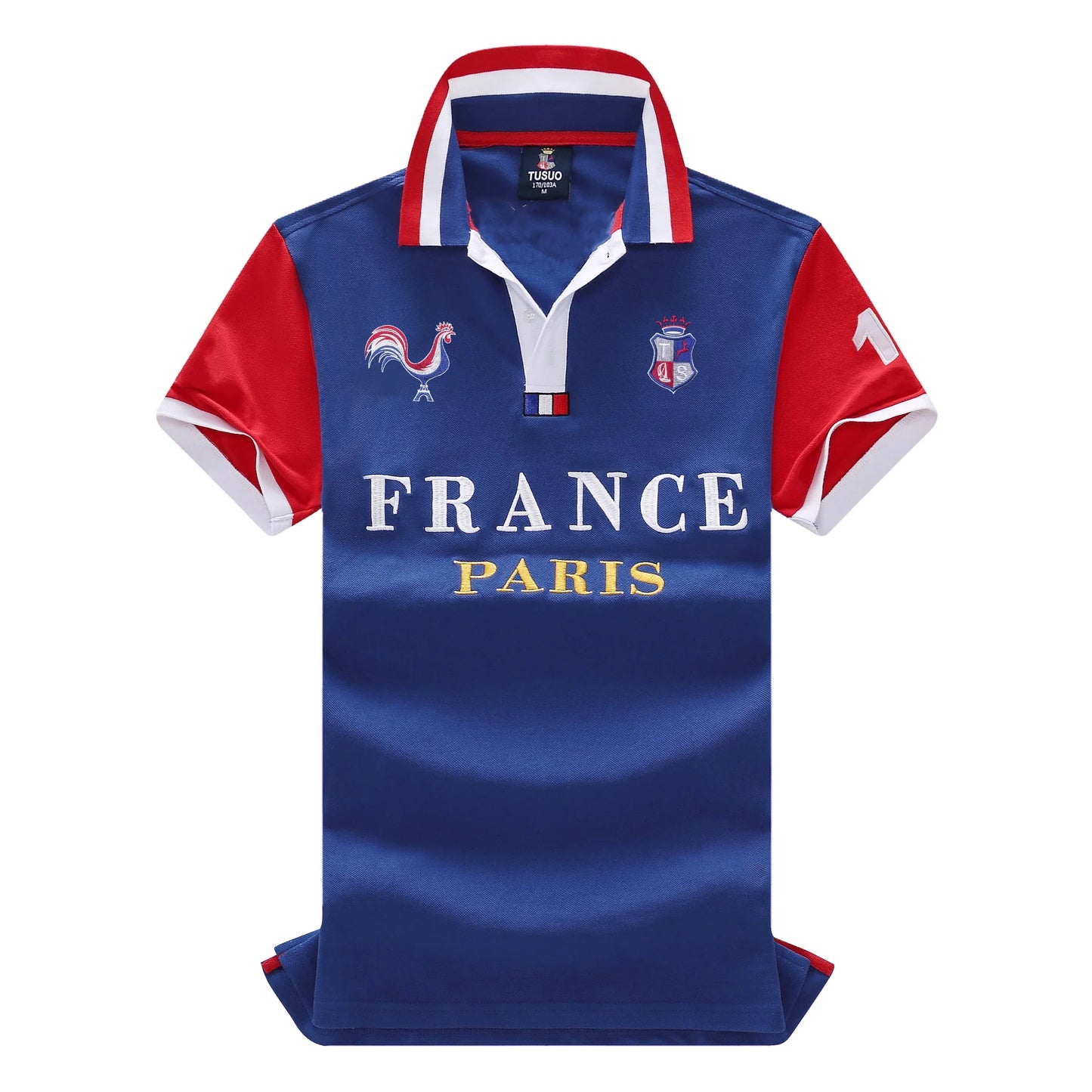 Men's polo shirt Paris France embroidery stitching color contrast classic fashion original design polo collar pure cotton