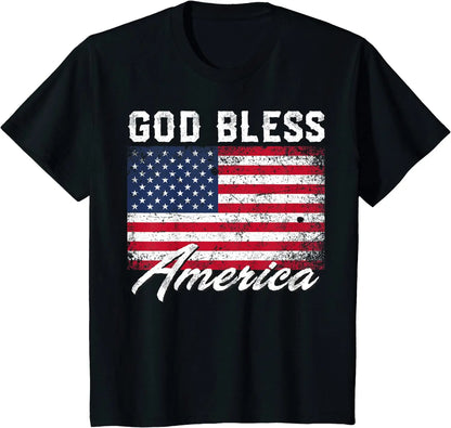 God Bless America USA Flag 4th of July Patriotic T-Shirt Men Women Graphic T Shirts Cotton Casual Daily Four Seasons