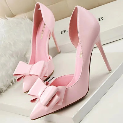 Shoes Bow-knot Woman Pumps Stiletto 10.5 Cm Women Basic Pump Pointed Toe Classic Pumps Sexy High Heels Women Shoes 2026