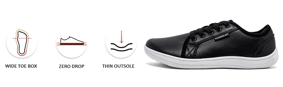Minimalist Shoes for Men Women Wide Toe Barefoot Zero Drop Shoes Casual Artificial Leather Lightweight Walking Sneakers