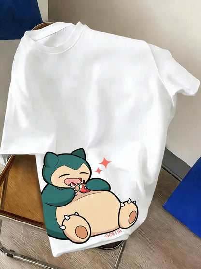 Graphic T Shirt Man Women Snorlax Print 2026 Summer Y2k Short Sleeve Tee Top Streetwear Parent-child Clothing