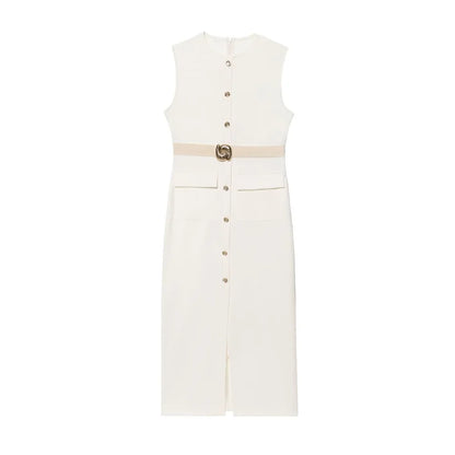 Women's Dress Black Long Dresses Spring Summer 2025 Button Up Sleeveless Sundress Vestidos Elegant Casual Women's Dresses