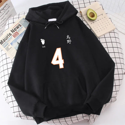 Haikyuu Number 1-12 Printed Hooded Men Women Hoodies Plus Size Sweatshirt Harajuku Long Sleeve Unisex Streetwear Tops