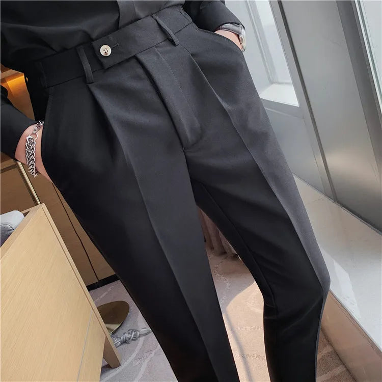 Men Slim British Style Suits Pants Business Casual Trousers Male Solid Fit Trousers High Quality Man Formal Wear Suit Pants 36