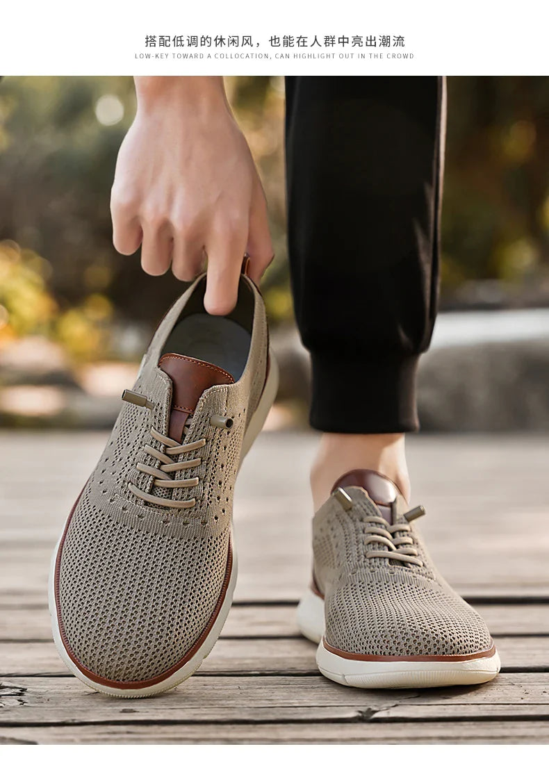 Large Size Comfortable Men's Shoes Light Fashion Casual Sports Shoes Breathable Flying Mesh Top Loafers