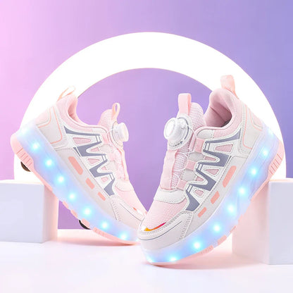 Children's And Teenage Roller Skates - Fashionable Upgraded Edition with Enhanced Stability - Detachable Dual-Use Sports Shoe