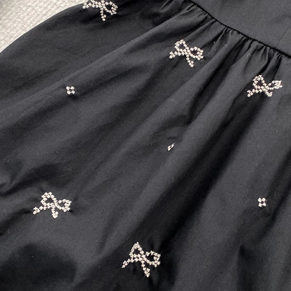 Summer Girls Dress Children's Clothing Bow Embroidered Flower Collar Girl's Dress Cartoon Printed Flying Sleeves Princess Dress
