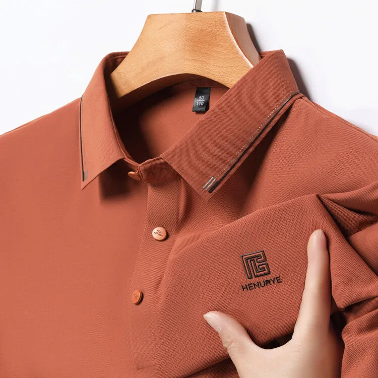 Gray Men's Cool Golf, Business Casual Polo Shirt，2024 Summer New Seamless T-shirt, Fashion Popular Lapel Short Sleeve