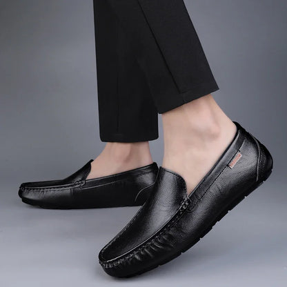 Genuine Leather Men Casual Shoes Luxury Brand Mens Loafers Lightweight Breathable Slip on Italian Driving Shoes Moccasins