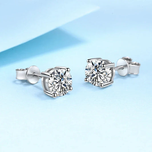 0.1ct-5ct D Moissanite Stud Earrings Lab Diamond 925 Sterling Silver with White Gold Plated Wedding Jewelry for Women Man