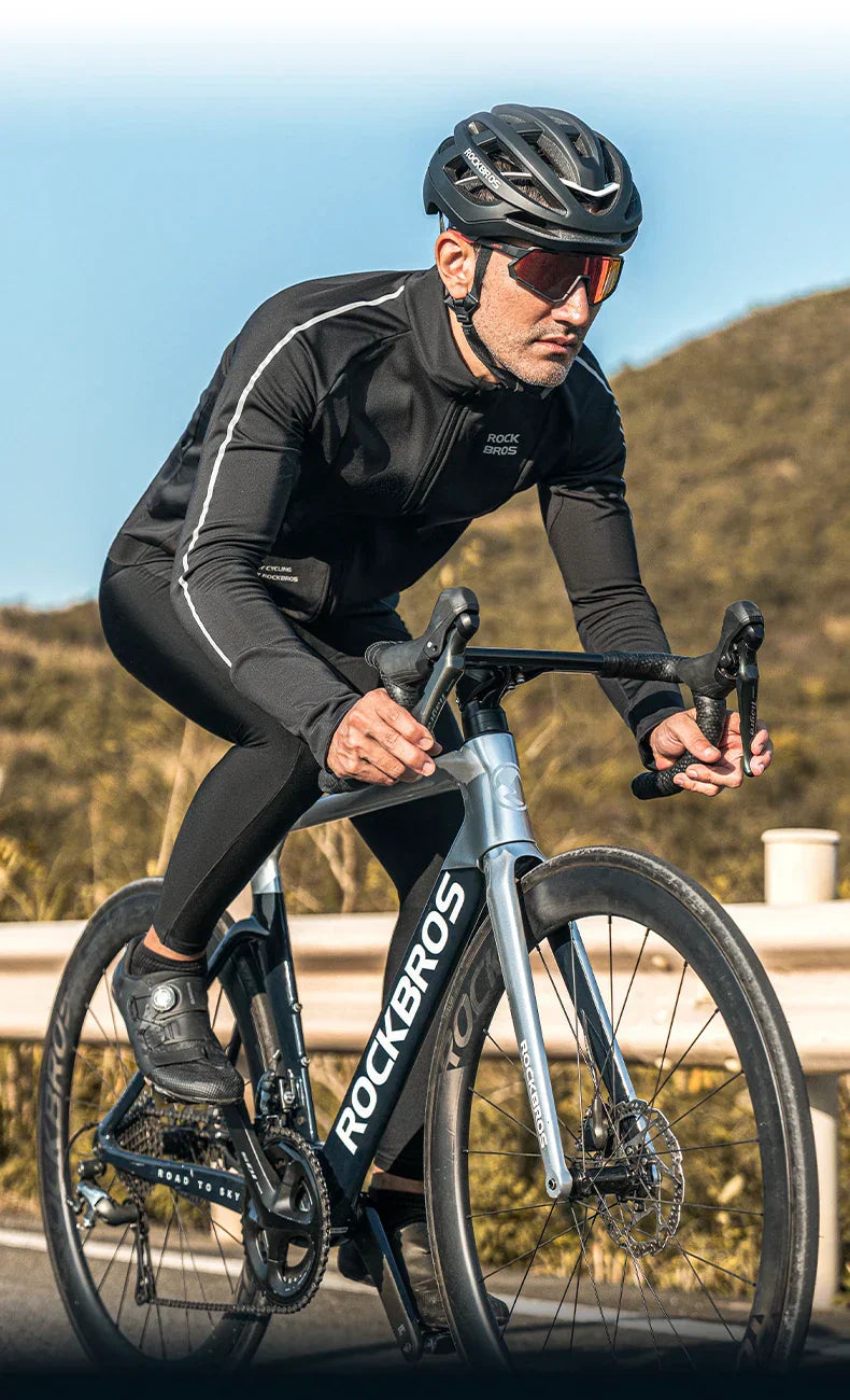 Bicycle Jersey Fall/Winter Fleece Cycling Clothing Thermal Long Sleeve Cycling Clothing Warmer Windproof Sportswear