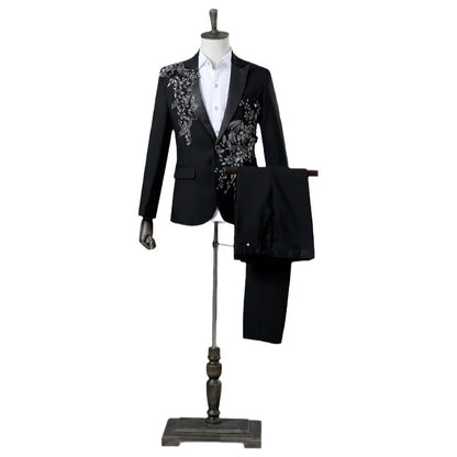 Stylish Stage Performance Men's Singer Nightclub Barbecue Suit Floral Embroidery Three-dimensional Double-sided Jacket