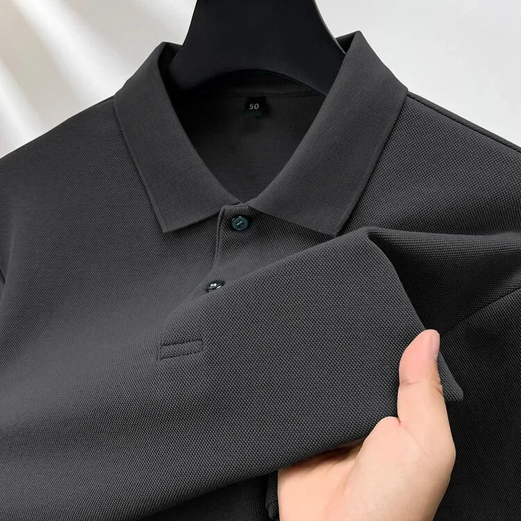 100% Cotton Polo Shirt, Four Seasons Universal  Leisure Long Sleeve, Breathable Lapels T-shirt, Perfect for Golf Sports Durable