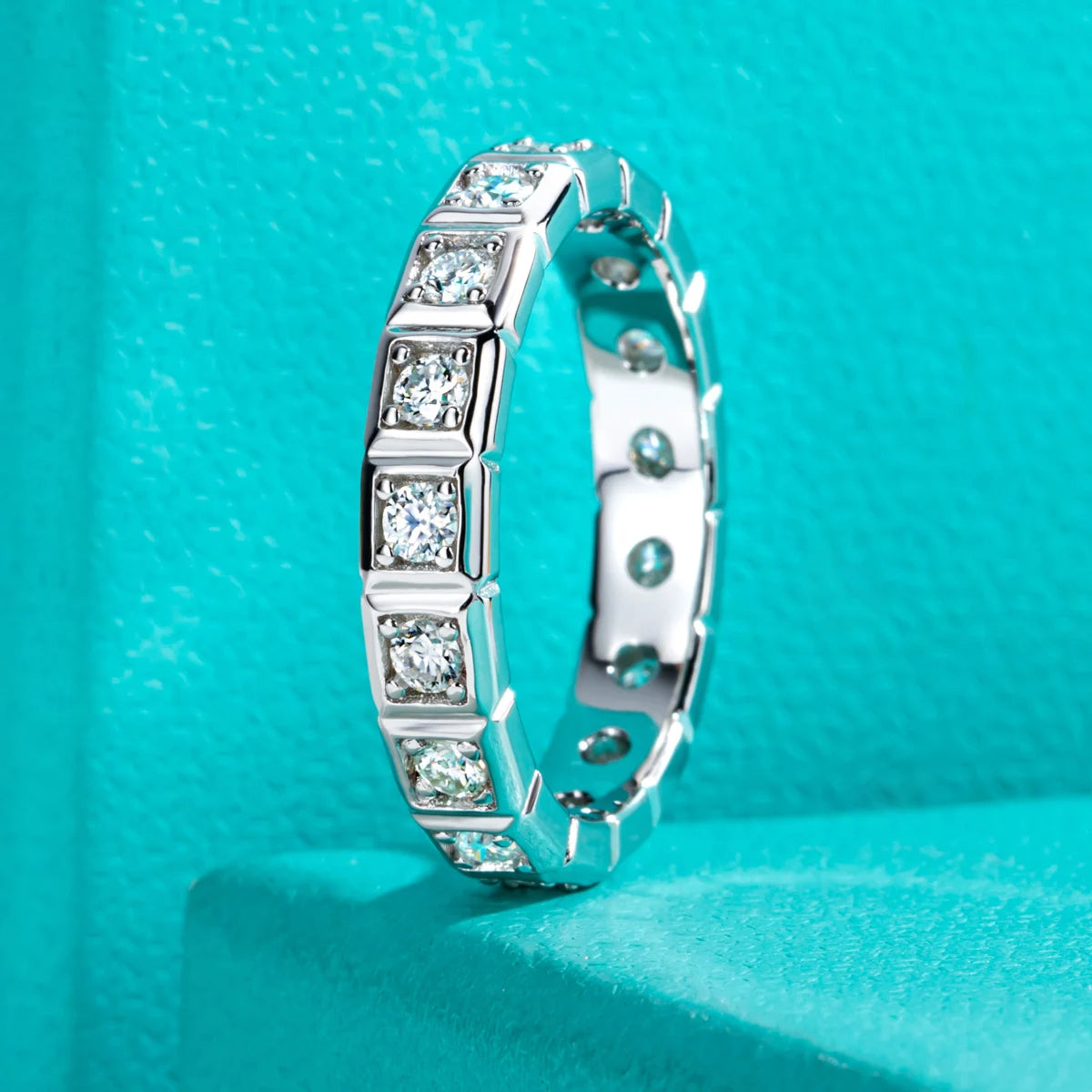 2.2mm D Color Moissanite Princess Eternity Band Ring 925 Sterling Silver Wedding Band For Women Jewelry Wholesale