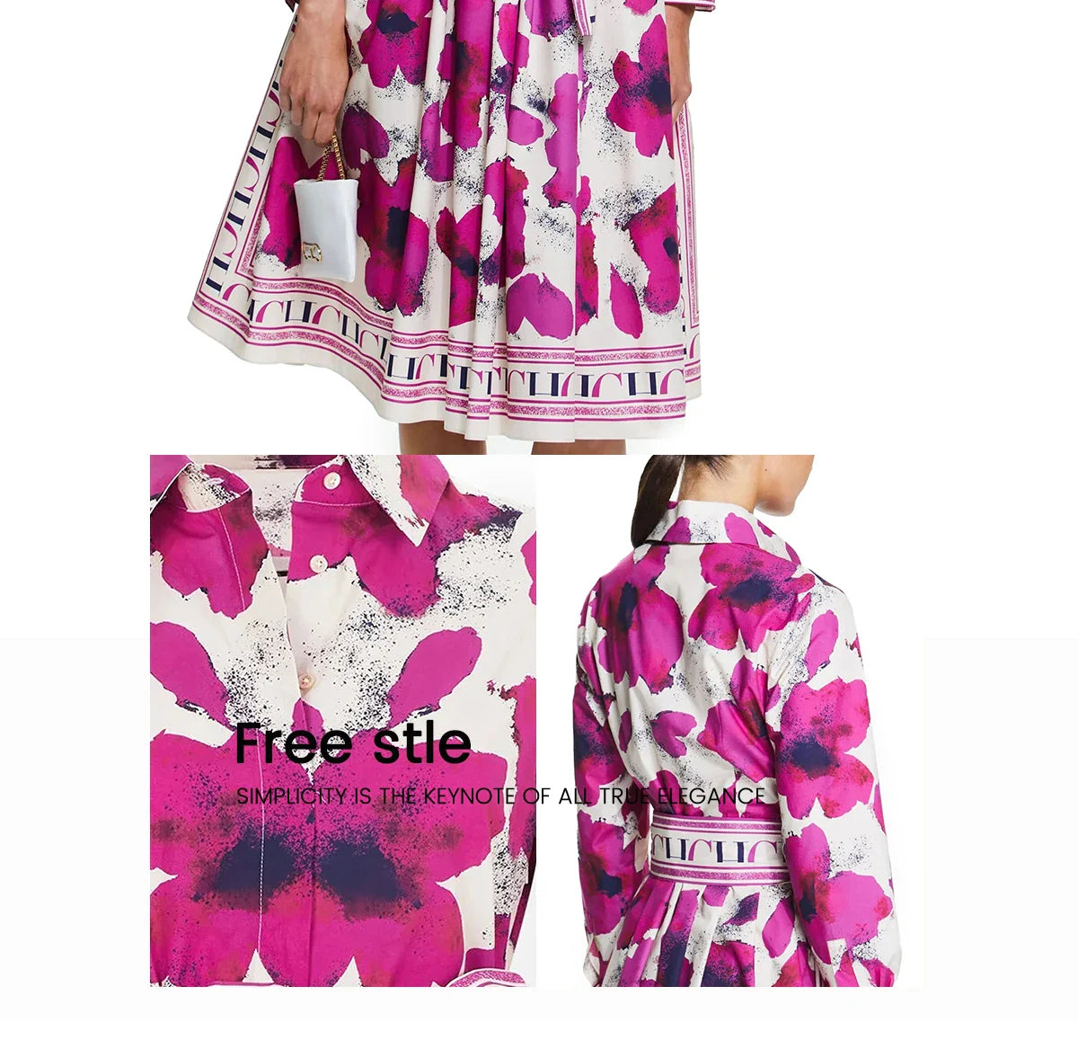 Women's Dress New Long sleeved Shirt Long Skirt Flower Print Party Dress