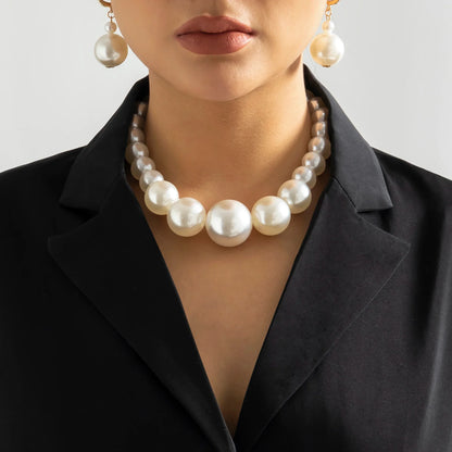 Exaggerated Big Imitation Pearls Choker Necklace Women Personality Elegant White Pearl Beaded Bride Jewelry 2025