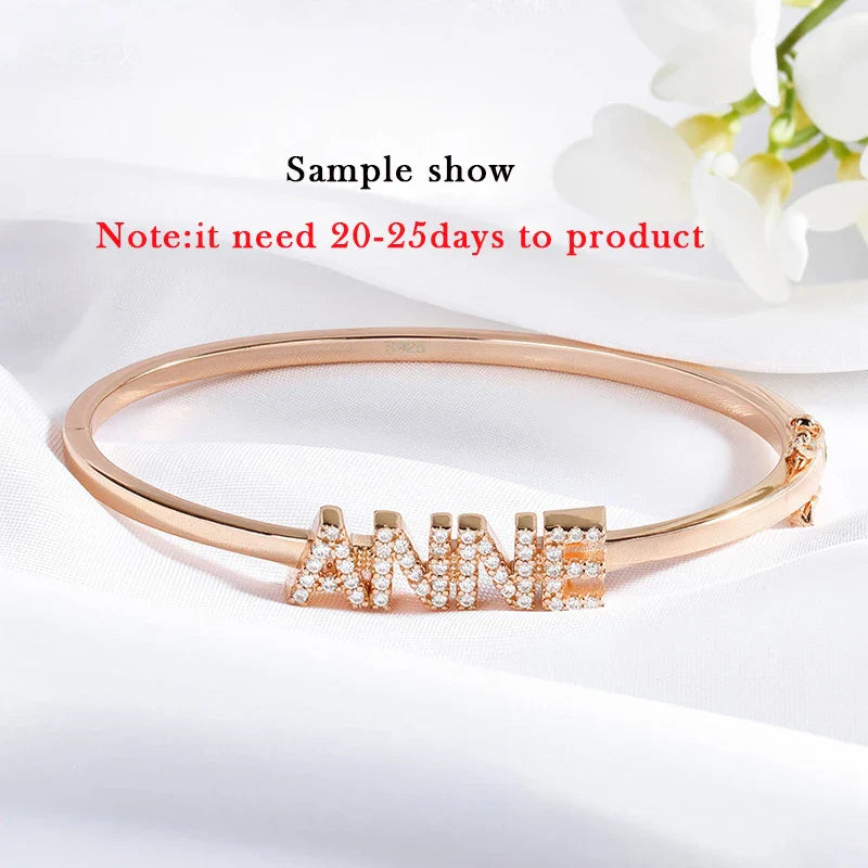 Personalized Name Custom Bracelet Letter Customized products for Women 925 Sterling Silver Jewelry By Shiran Aloni