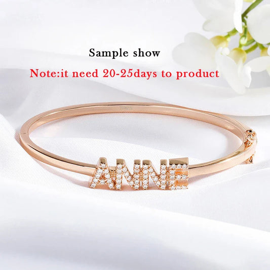 Personalized Name Custom Bracelet Letter Customized products for Women 925 Sterling Silver Jewelry By Shiran Aloni