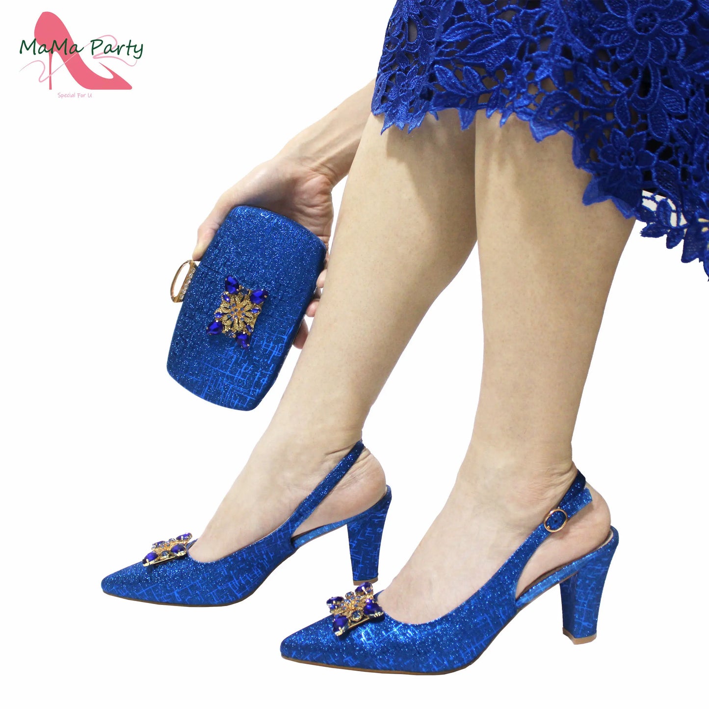 Classics Italian Design Shoes and Bag Set in Orange Color Comfortable Heels Pointed Toe Pumps for Wedding Party