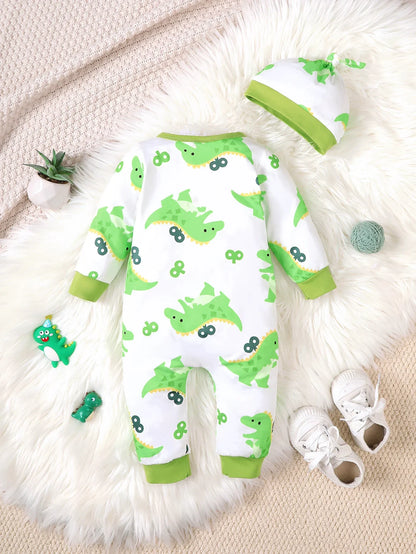 Winter Newborn Infant Baby Boys Romper Bear Print Long Sleeve Button Up Front Rompers Kids Onepiece Soft Fashion Baby  Clothing
