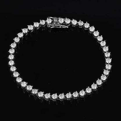3 Prong 2.5mm 3mm Full D Color Moissanite Diamond Tennis Bracelet for Women 925 Silver Link Chain Spring Buckle Bracelets