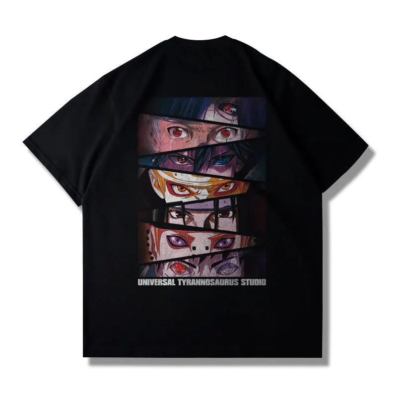 Camiseta Estampada com Estampa de Olho Estilo Fatiado, Produtos de Anime IP, Mangas Curtas Casuais para Adultos e Crianças