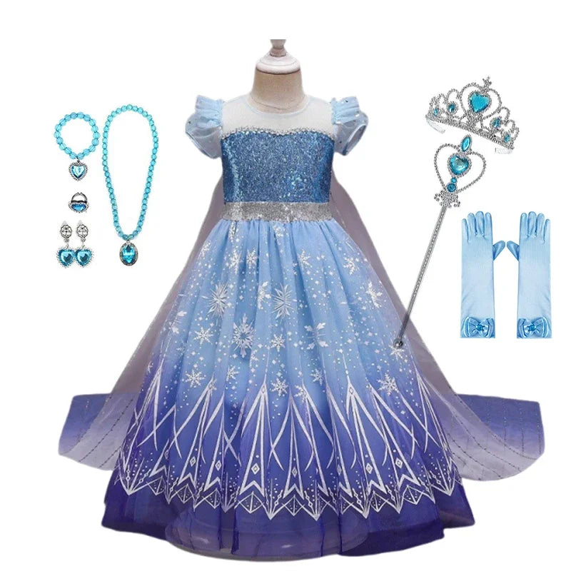 Frozen 2 Elsa Princess Girls Dress Up Snow Queen Costume Carnival Party Halloween Kids Carnival Birthday Party Clothes
