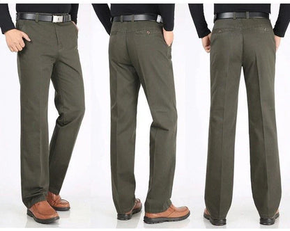 Winter Men's Thicken Fleece Casual Pants Stretch Loose Straight Warm Business Trousers Velvet Fashion Leisure Office Suit Pants