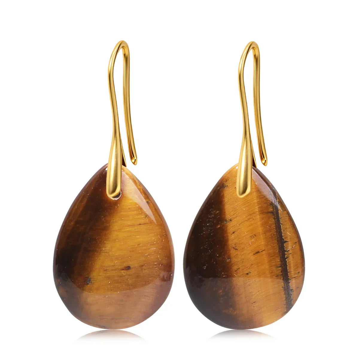 Natural Stone Pendant Women's Teardrop Earrings Elegant Gem Jewelry Creative Gift Black Obsidian Amethyst Rose Quartz Earrings