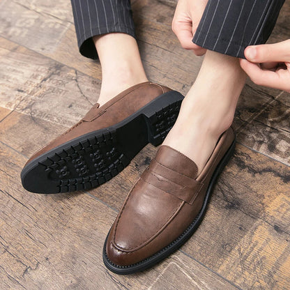 Men's Dress Shoes Formal Office Leather Brogues Shoes Male High Quality Casual Business Shoes Men Social Leather Loafers For Man