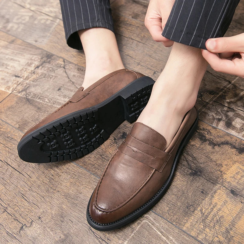 Classic Men's Dress Shoes Office Formal Leather Shoes High Quality Brogues Casual Business Shoes For Men Social Party Loafers