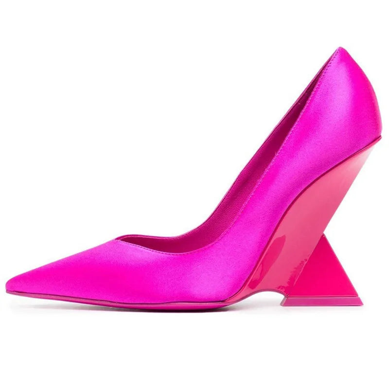 Runway Women Heels Pumps 2026 Designer Shoes Patent leather Pointed Toe Slingback Shallow Luxury Brand Strange Heel Woman Shoes