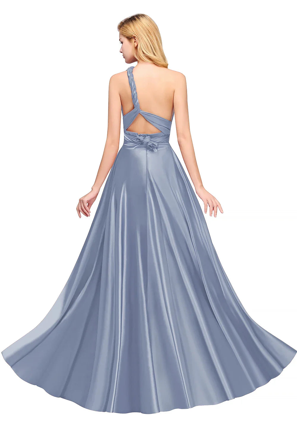 Vestidos de Madrinha Azul Acinzentado Vestido Infinito Multifuncional Costas Abertas Seda de Leite Casamento Noite Vestidos de Festa Vestidos de Festa